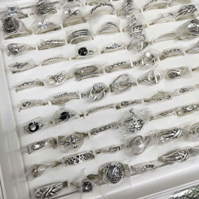 Wholesale 20pcs Lots Retro Geometry Mixed Style Antique Silver Rings Jewelry