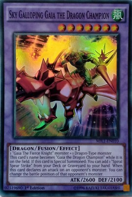 MIL1-DE010 HIMMEL GALOPPIERENDER GAIA DER DRACHENCHAMPION SUPER RARE 1. AUFLAGE YuGiOh KARTE