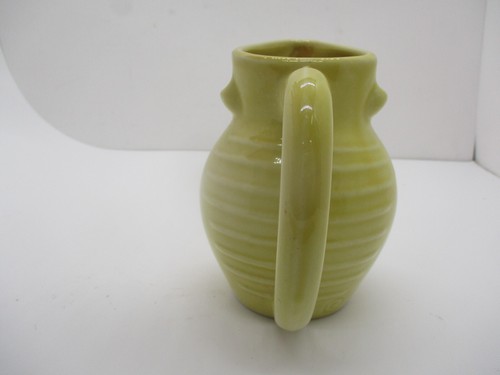 Vintage Yellow Ceramic Pottery Pitcher with 2nd Lip - Picture 2 of 6