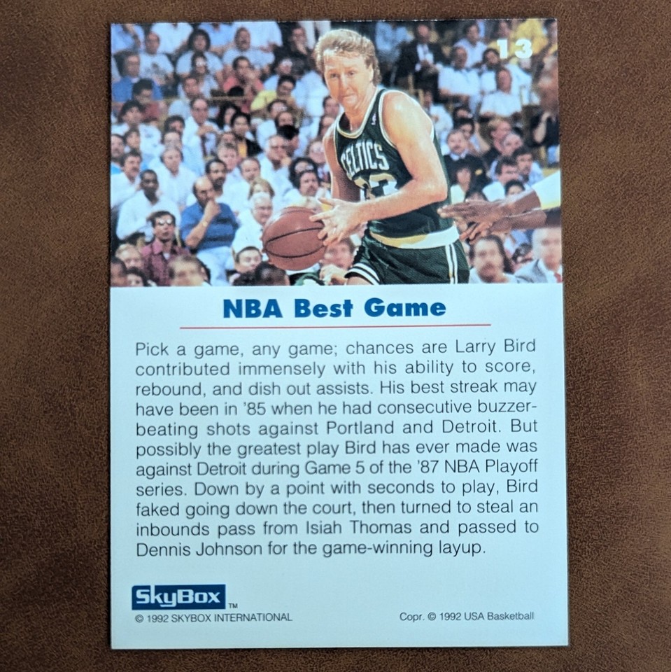 Larry Bird 1992 Skybox Larry Bird USA Basketball Card 13 eBay