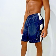 Nike 90s Vintage America Satin Nylon Glanz Soccer Shorts Black White Medium