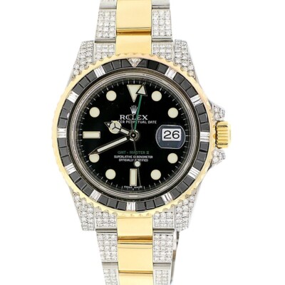 Rolex GMT-Master II 2-Tone Yellow Gold Steel Oyster 116713 w/Diamond Watch 
