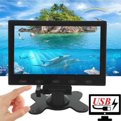 7'' Portable LCD Monitor AV/VGA/HDMI with Speaker for Raspberry PC CCTV PS4