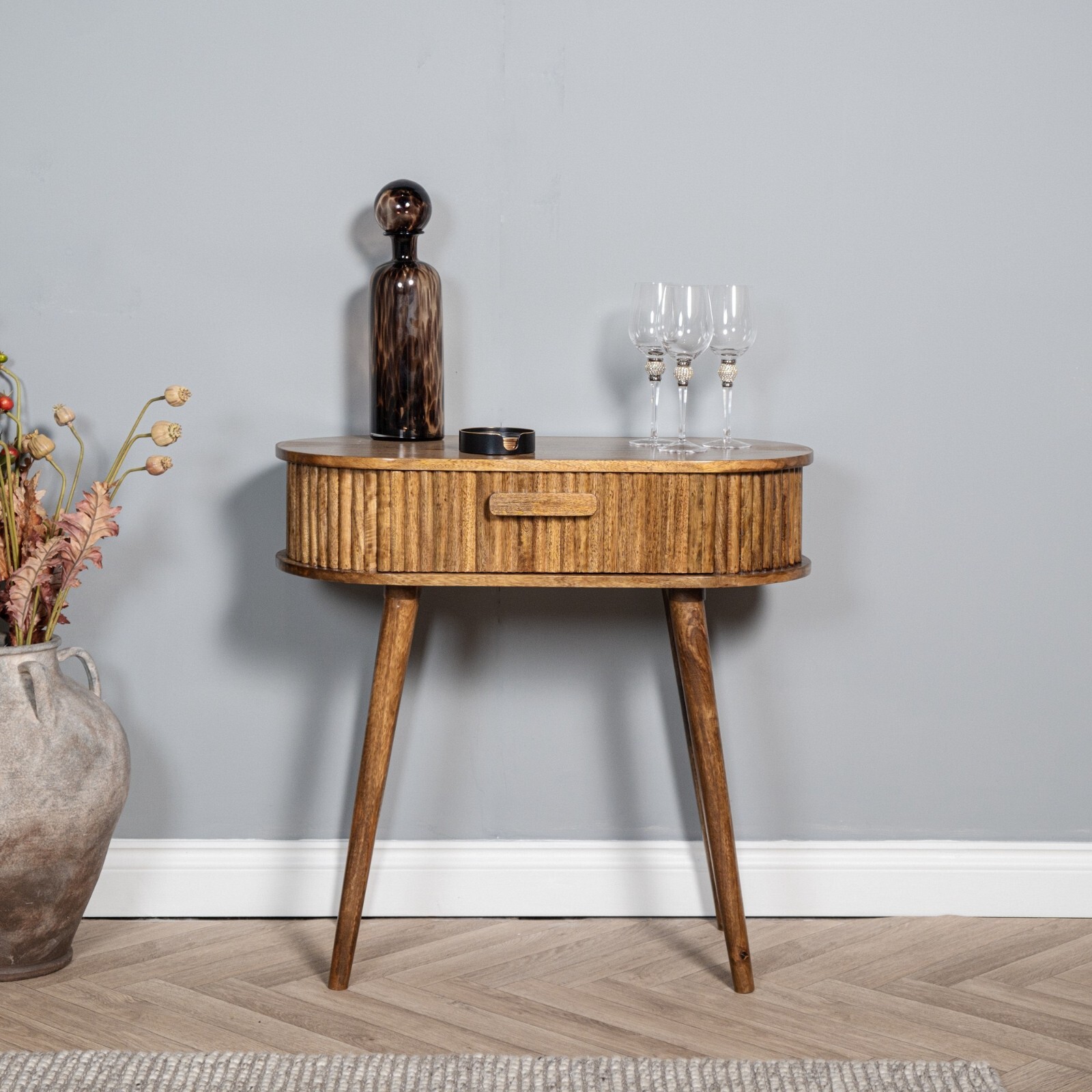 Elm Home and Garden Soild Mango Wooden Hall Console Telephone Table 80cm High, 8