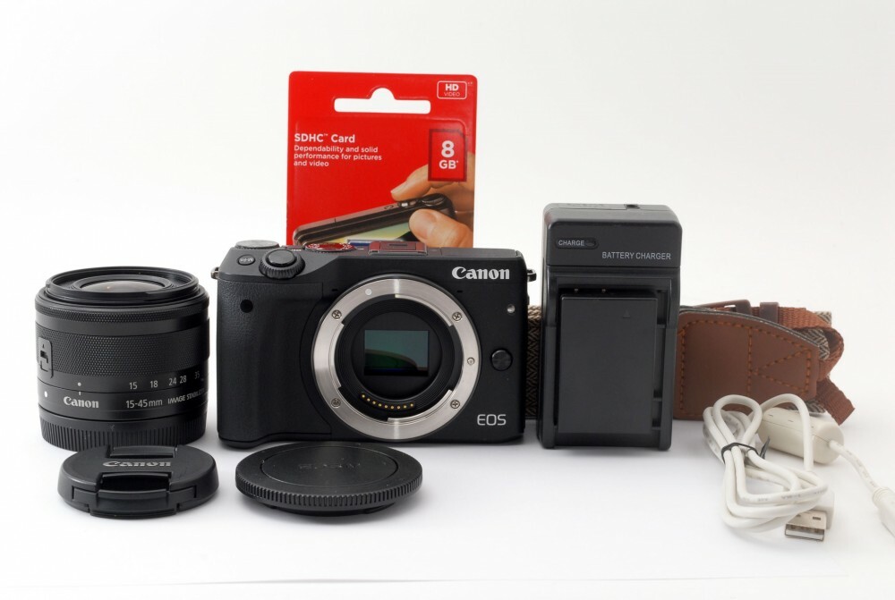 Canon EOS M3 24.2MP 15-45mm Lens Kit Black [Exc+++] w/8GB SD Card