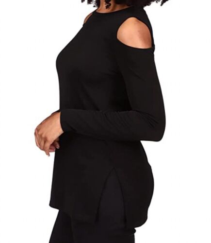 MICHAEL Michael Kors Long Sleeve Cold-Shoulder top, Black, XS $68 - Picture 2 of 7