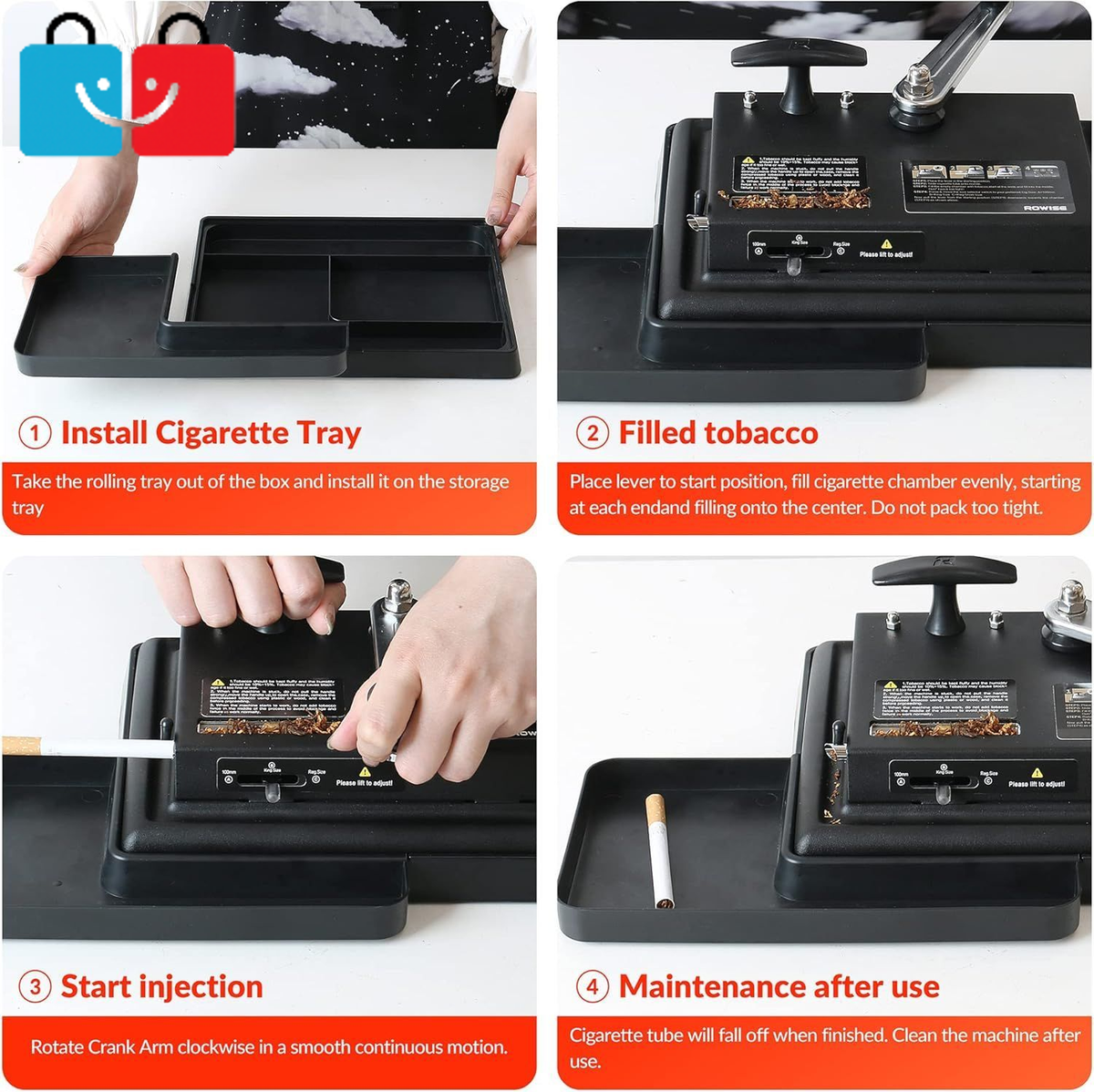 Manual Homemad Cigarette Rolling Machine + Tray & Case, Adjustable for King  Size