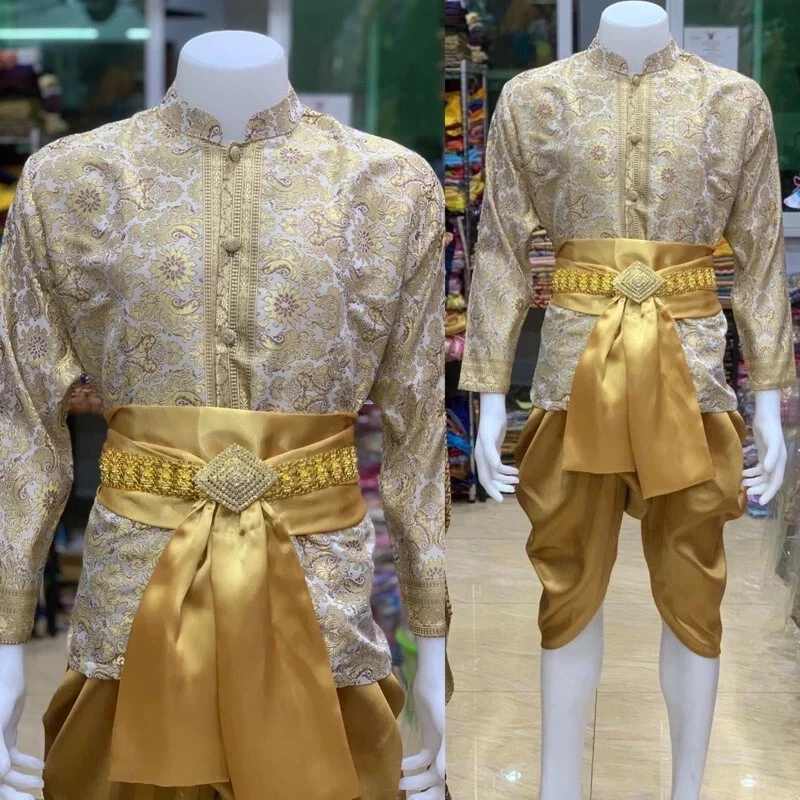 Elegante Traje de Boda Tailandés para Hombres Vintage Stlye Adulto Fiesta Disfraz Festival Elegante Foto 2 de 4