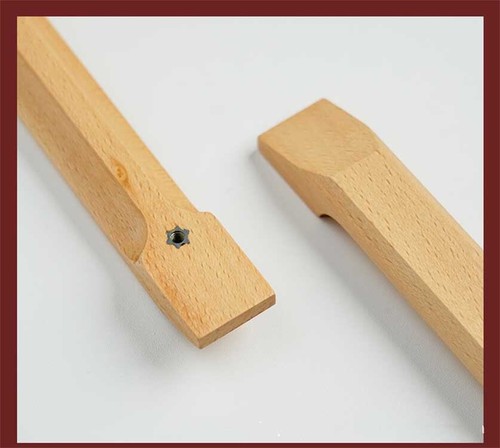 Pomello in legno di faggio noce per ante bifacciali porta armadio A1# - Foto 6 di 16