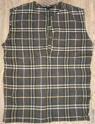Burberry womens ladies Brown Nova Check Linen Flax Blouse
