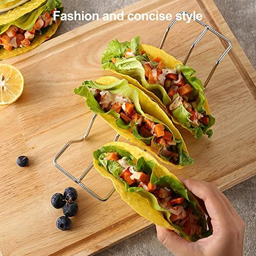 Taco Holders Stainless Steel Taco Shell Holder Stand Taco Tray Plate Set of 3 - Picture 3 of 7