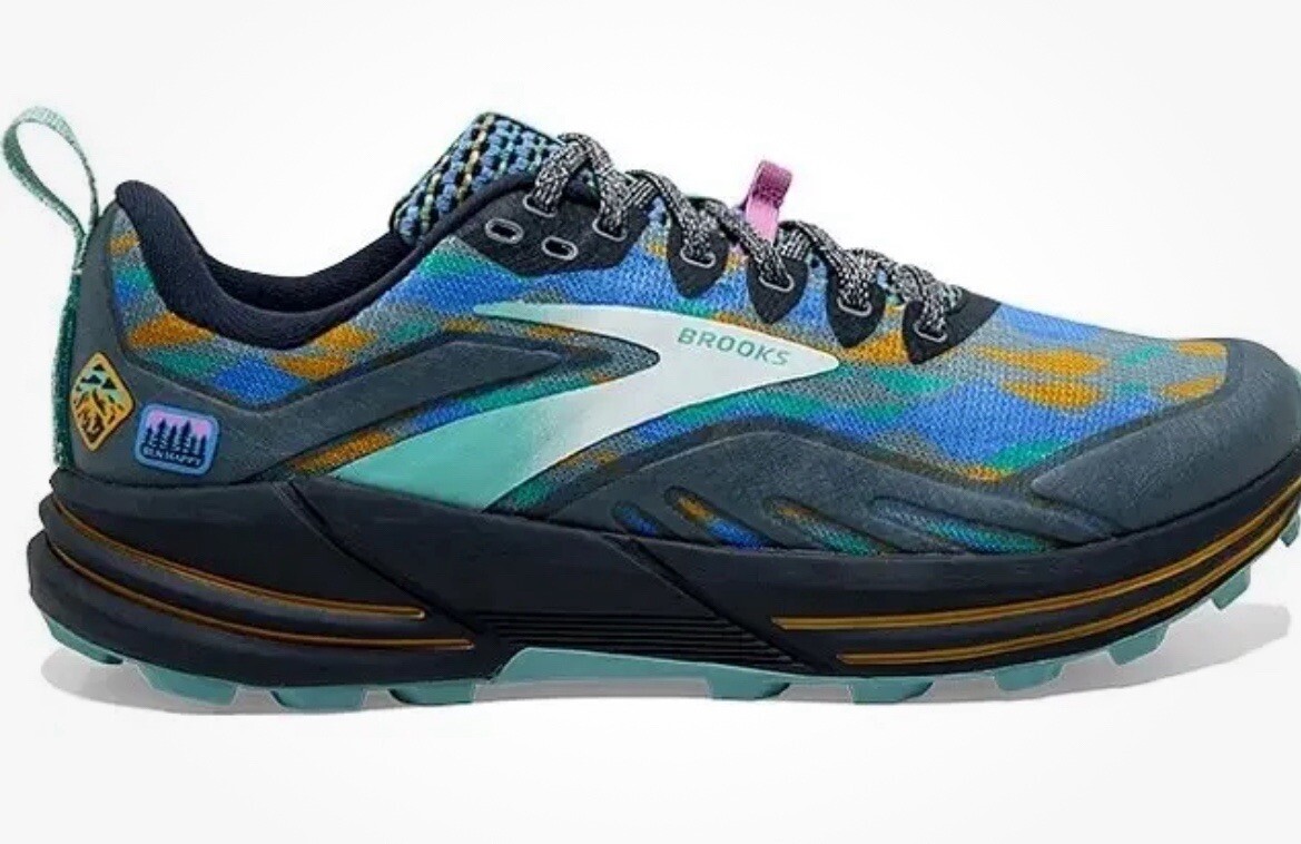 Hombres Brooks Cascadia 16 Trail Running Zapatos Talla 9 Verde Azul Amarillo