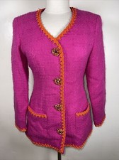 Stunning Tailored Henri Bendel Size 4 Hot Pink Hot Orange W Rhinestone Buttons