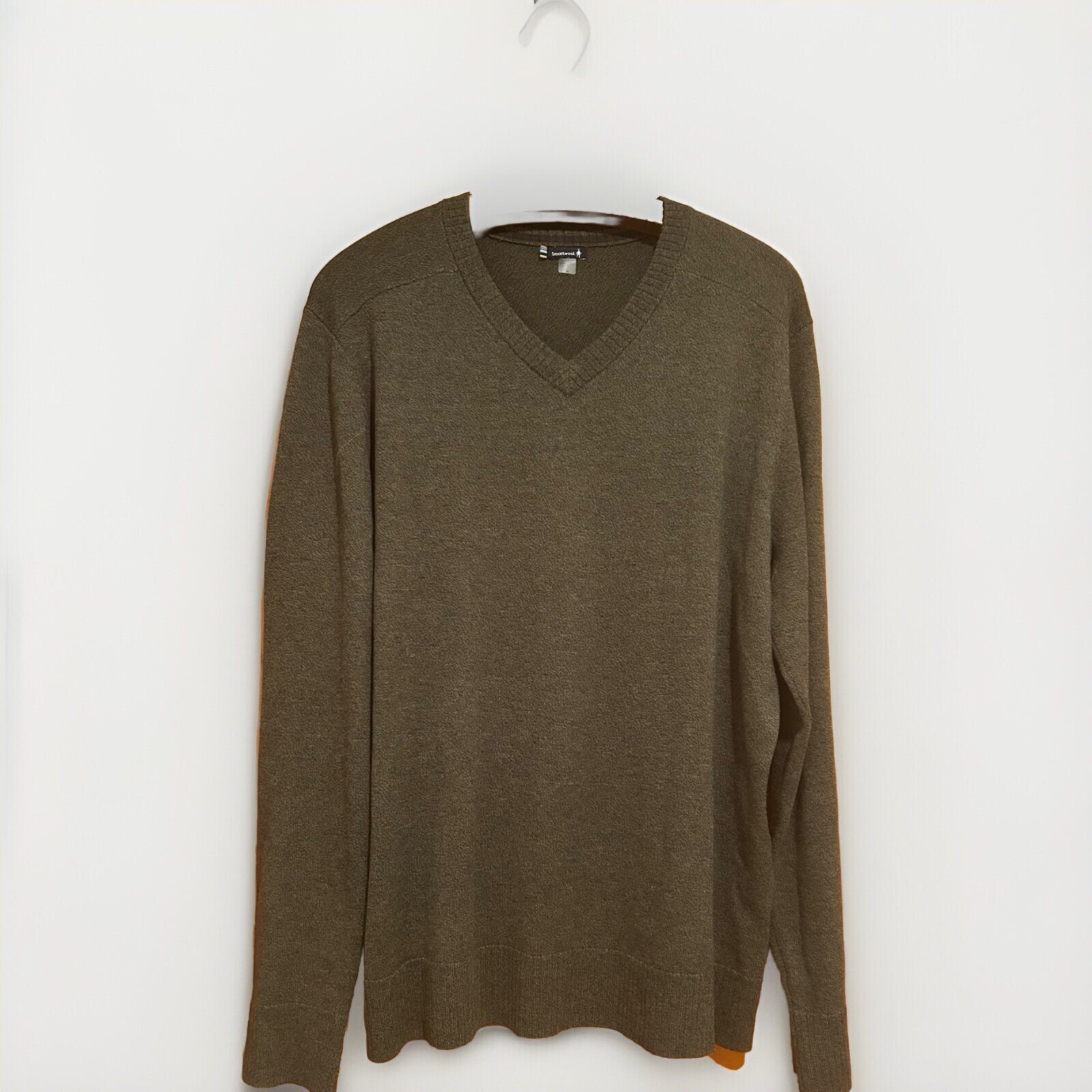 SMARTWOOL Mens Olive Green Wool Blend Long Sleeve V-Neck Sweater