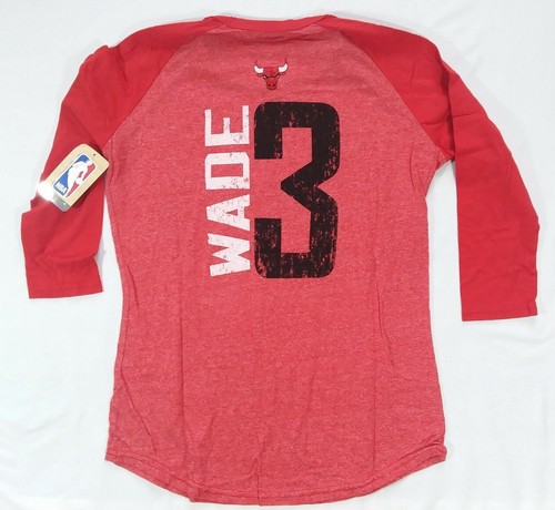 NBA Chicago Bulls Majestic Premium Triblend Red 3/4 Sleeve Raglan Wage #3 Sz M - Picture 2 of 3