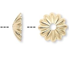 Bead Cap, 100 Gold Plated Brass 6x1.5mm Ribbed Bead Caps to Fit 6-8mm Beads