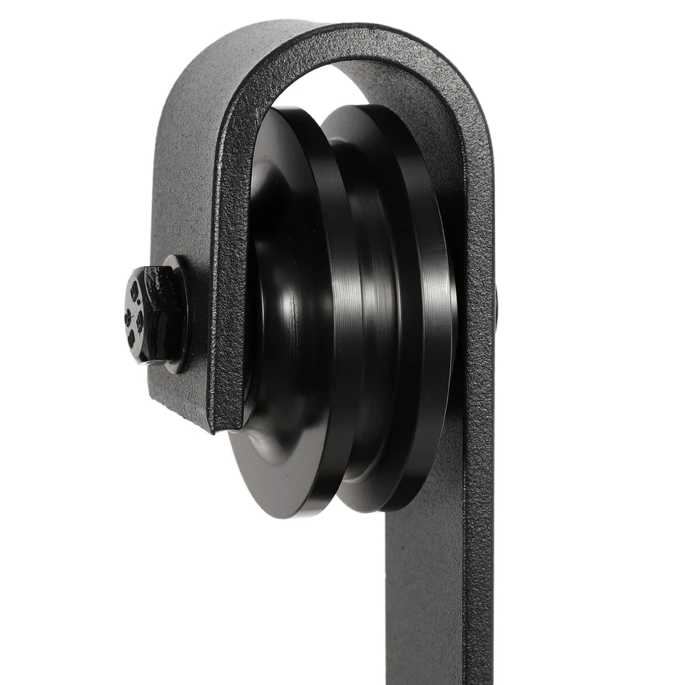 Kit de herrajes para puertas correderas de granero de 6,6 pies moderno armario estilo colgante riel de riel negro Foto 3 de 4