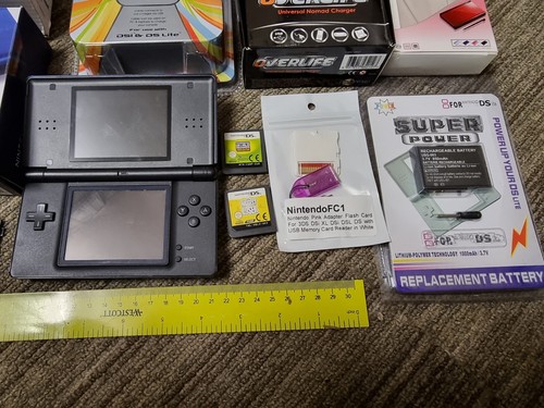 Nintendo DS LITE KONSOLE BÜNDEL blau SPIELE Hülle Netz USB Auto Ladegerät Stylus Lot - Bild 4 von 8