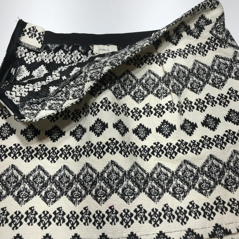 Falda Freeway Mujer Talla S Negra Crema Estampado Mini Cremallera Lateral Cintura Elástica Foto 4 de 4