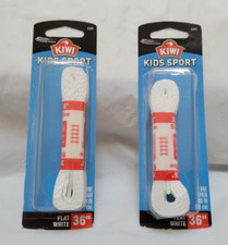 Lot of 2 KIWI Kids Sport Shoe Laces Flat White 36 In 4-5 Eyelets Item 6365