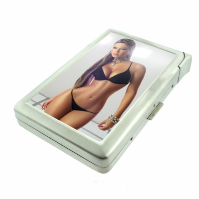 Colombian Pin Up Girls D7 Cigarette Case with Built in Lighter Metal Wallet 