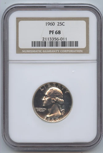 1960 Proof Washington Silver Quarter 25c NGC PF68