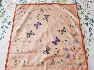Schmetterling Vintage Kopftuch von Cornelia James Made in Italy 68x66cm Rollrand