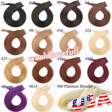 Tape In Human Hair Extensions Silky Straight Seamless Skin Weft Remy Hair Style