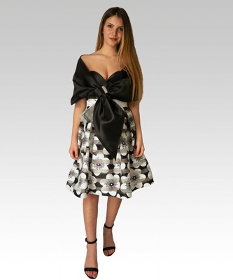 ABITO CORTO IMPERO DA DONNA VESTITO ELEGANTE NERO GRIGIO BIANCO CERIMONIA  FASHIO | eBay