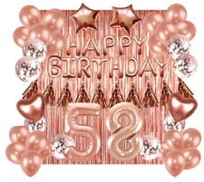 Designer Rose Gold 58th Happy Birthday Balloon Banner Party Decoration Supplies