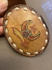 Vintage Shriners Belt Buckle Freemasony Masonic Leather Buckle  Belt