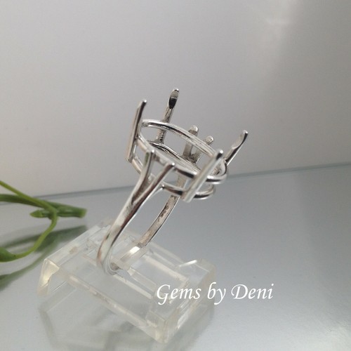 (7x5-10x8mm) Oval Wire Mount Sterling Silver Ring Setting (Finger Size 5-7.5) - Picture 6 of 9
