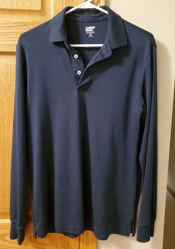 Lands’ End Herren Langarm Poloshirt dunkelblau Schuluniform Gr. M 38-40
