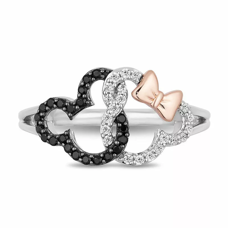 1.1 CT Mickey Minnie Mouse Diamond Interlocking Bridal Wedding
