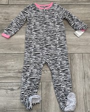 Carter's Size 4 Girls Blanket Sleeper with Feet Footie PJ Zebra Print New Tags