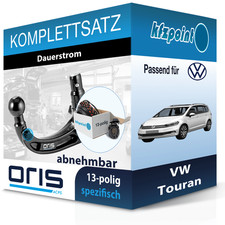 ORIS Anhängekupplung abnehmbar und TOWTEC E-Satz 13polig für VW Touran 05.15- FP