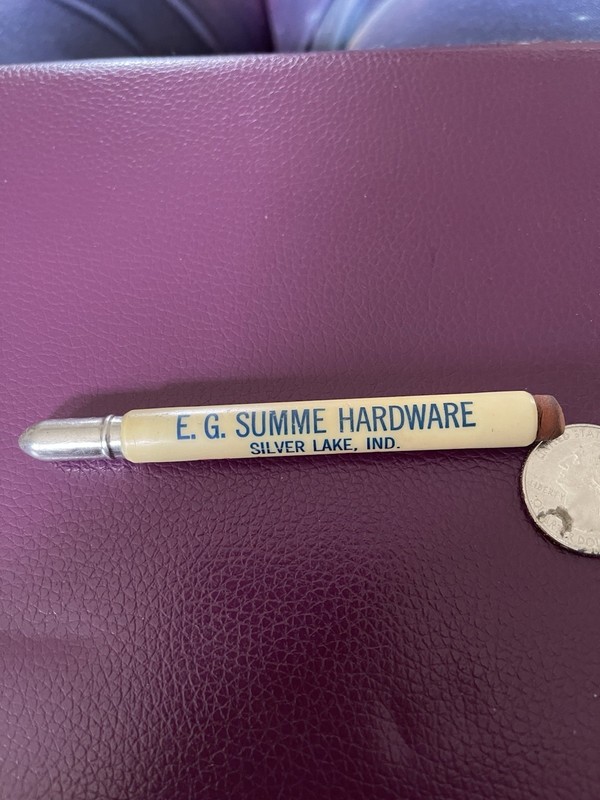 Vtg EG SUMME HARDWARE Bullet Pencil Silver Lake IN