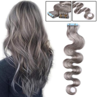 Thick Wavy 20pcs Tape In Remy Human Hair Extensions Skin Weft FULL HEAD BLONDE