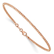 14K Rose Gold Polished Diamond-cut Beaded Bracelet 7" 4.23gm