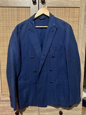 Massimo Dutti Double Breasted Blue Linen/Cotton Men s Blazer - Size 38 (S/M)