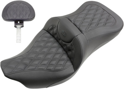 SADDLEMEN Roadsofa  Seat - Full Lattice Stitch - with Backrest - Black - FL