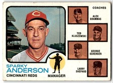 1973 Topps Sparky Anderson/Larry Shepard/George Scherger/Ted Kluszewski/Alex