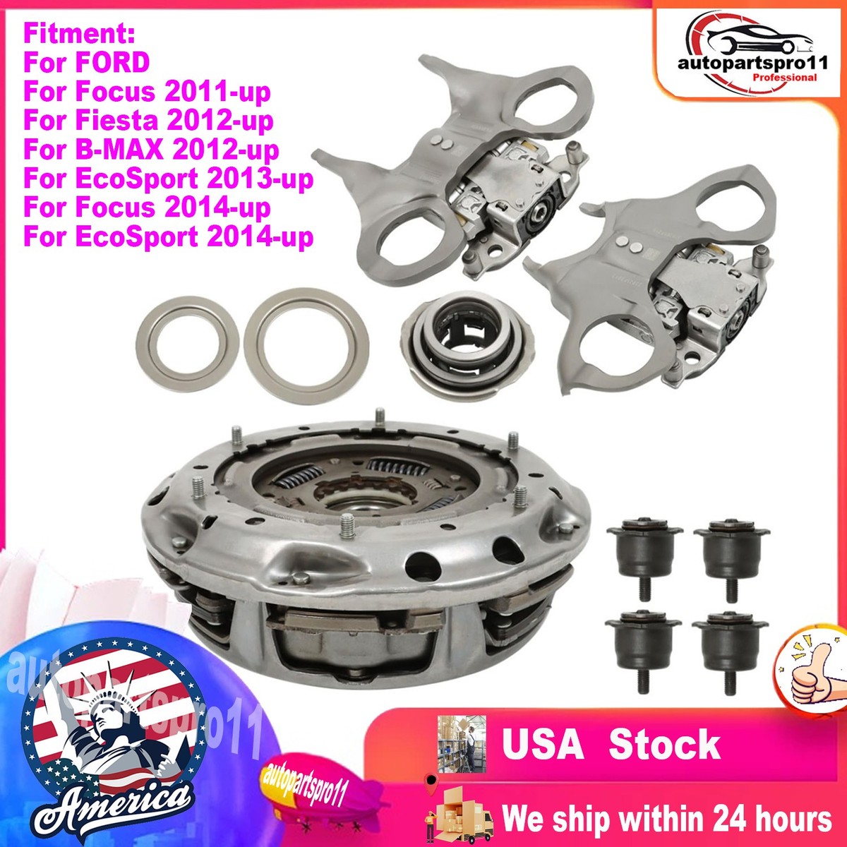 DPS6 6DCT250 Transmission Dual Clutch Fork Kit With Bearings For Ford Focus & Fiesta 2012-2019