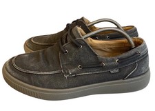 Hotter Bahamas Grey Canvas Lace Up Boat Deck Shoes Size UK 10 Dual Fitting