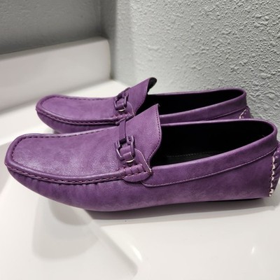 Amali Mens Classic Driving Moccasin Designer Dress Shoes Purple Sz 10 NWOT!
