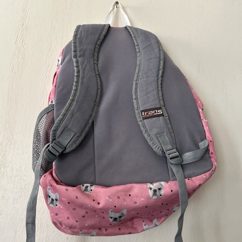 Jansport Backpack Trans Pink Pug Face Dog Heart Print Book Bag Full Size Nice - Picture 8 of 17
