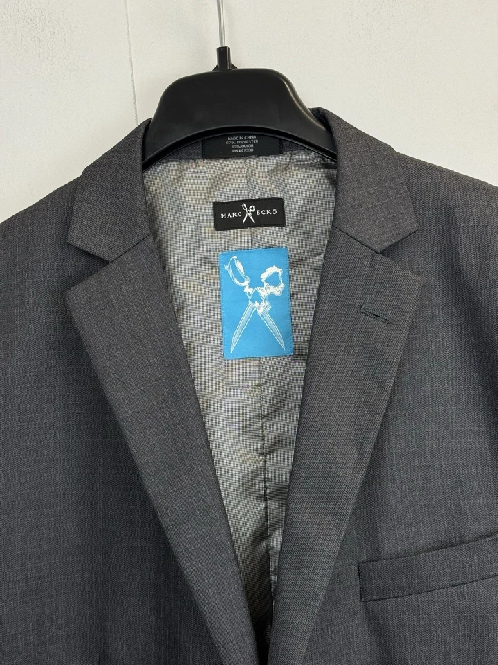 Marc Ecko Jacket Mens 44L Gray Heather Polyester Blazer Sport Coat Double Vented - Image 2 of 4