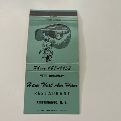 Ham That Am Ham Restaurant Chittenango NY Vintage Matchbook Cover SMM4-7