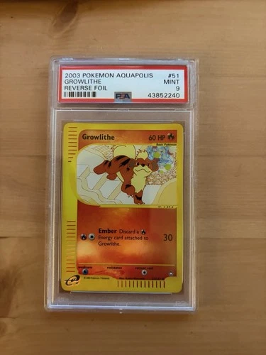 2003 POKEMON AQUAPOLIS #51 GROWLITHE-REVERSE FOIL PSA 9 POP 15!