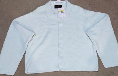 Jordan Knit Cardigan Sweater Men's White Collared Button Logo Size S FJ6145-394